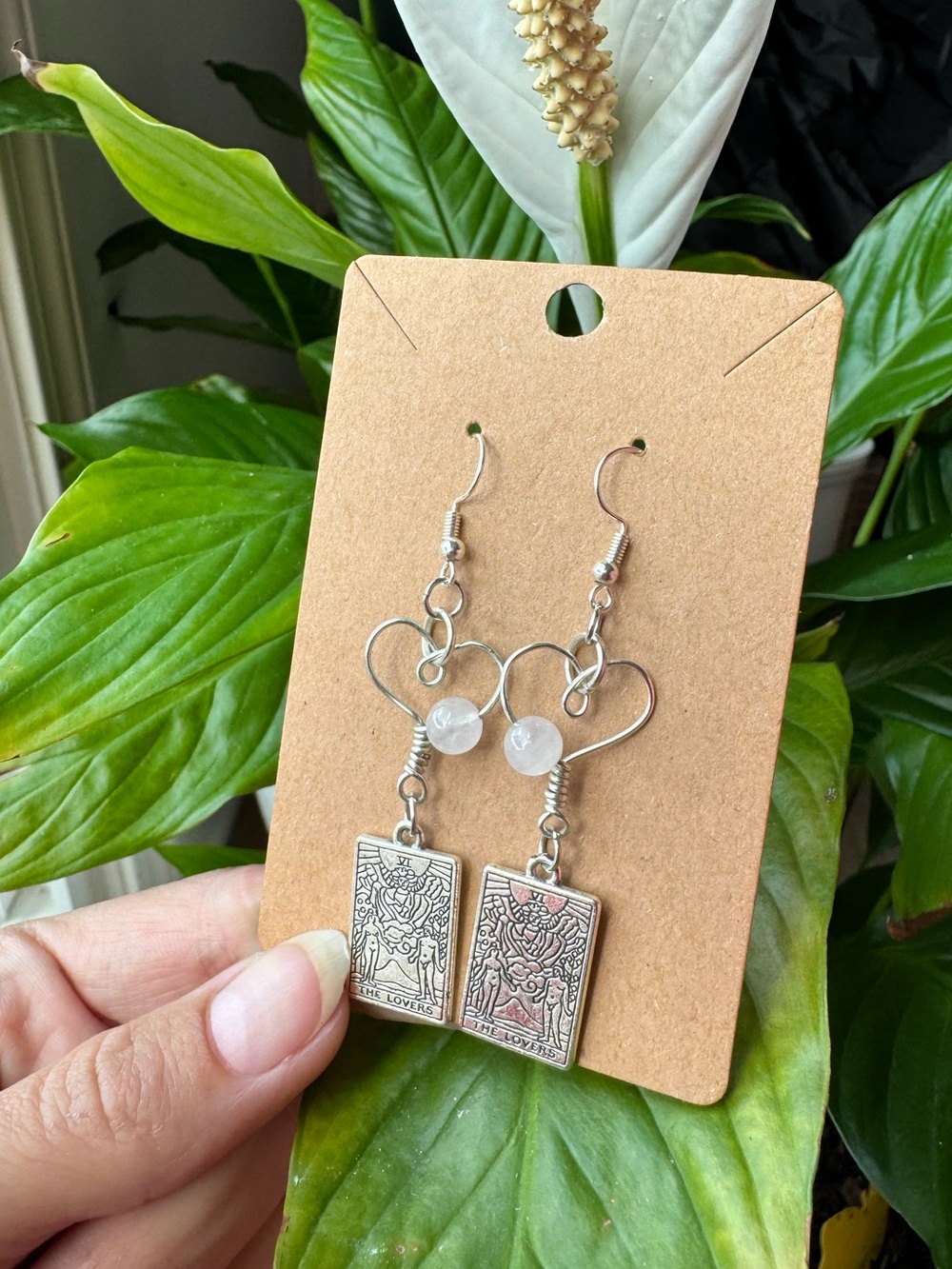 ✨ROSE QUARTZ + The Lovers Tarot Earrings